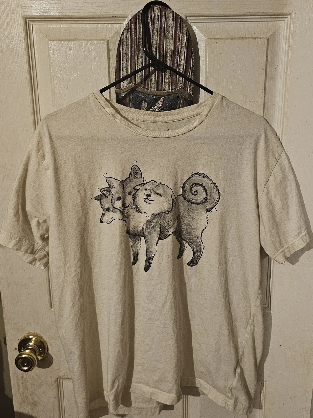 Cream T-Shirt with Shiba Cerburus Design